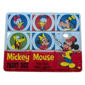 Vintage Watercolour Paint Box Tin‎ Litho Mickey Mouse 80 Colors Page London